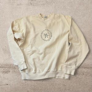Sporty & Rich Cream Logo Crewneck Sweatshirt Made in USA Size M
